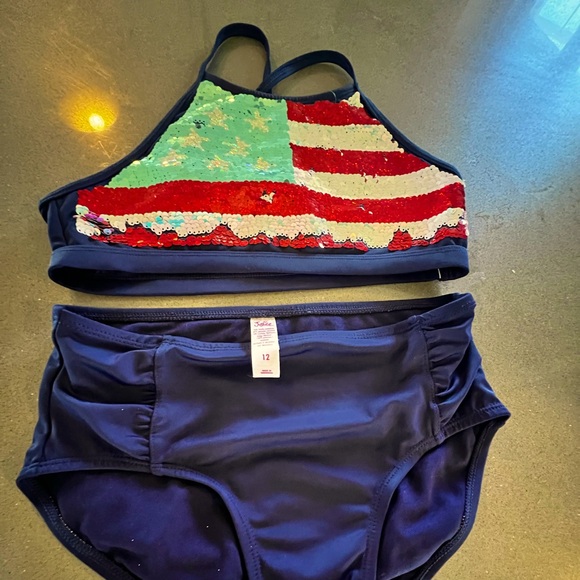 Justice Other - Justice American Flag sequin bikini, Size 12